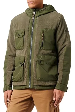 Camel Active Herren Gefütterte Fleecejacke mit Kapuze und Materialkontrast menswear-56