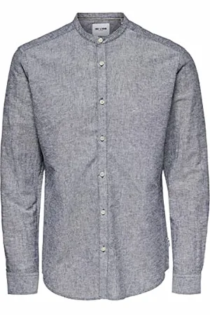 Only & Sons Herren Freizeit Hemd ONSCAIDEN SOLID - Slim Fit XS S M L XL XXL, Größe:XS, Farbe:Dress Blues 22019173