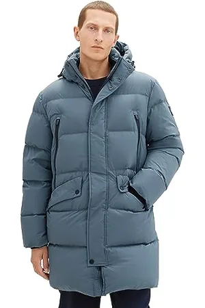 TOM TAILOR Herren 1037357 Recycled Down Puffer-Parka mit Abnehmbarer Kapuze, 32506-dusty Dark Teal, XXL