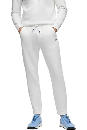 HUGO BOSS Herren Hadiko 1 Regular-Fit Jogginghose mit mehrfarbigen Logos Weiß XL