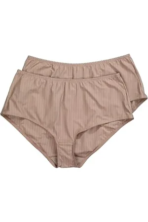 Ulla Popken Damen Midislips, 2er-Pack, Nadelstreifen, Höher Geschnitten Slip, , 54-56 Große Größen EU