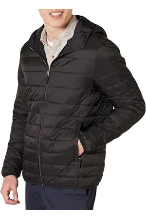 Amazon Herren Leichte, Wasserabweisende, verstaubare Kapuzenjacke, , M