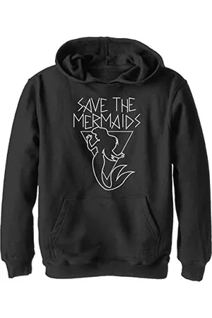 Disney Kids Princesses Save The Mermaids Youth Pullover Hoodie, Black, Large