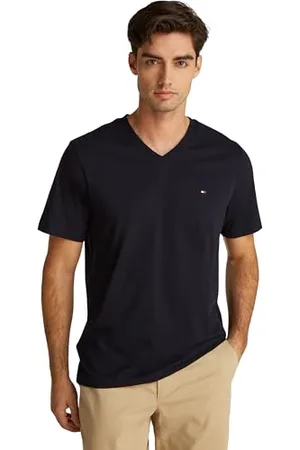 Tommy Hilfiger Herren T-Shirt Kurzarm Essential Tee mit V-Ausschnitt, Blau (Desert Sky), 3XL