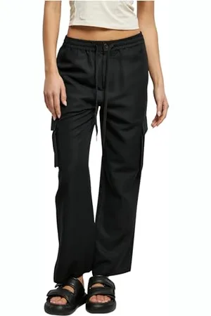 Urban classics Damen Ladies Vicose Straight Leg Cargo Pants Hose, Black, 3XL