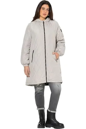 Ulla Popken Damen Leichtstepp, wasserabweisend, 2-Wege-Zipper Mäntel, , 50-52