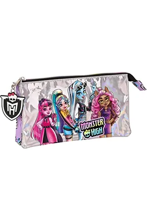 Safta Monster HIGH - Dreifach-Federmäppchen, für Kinder, ideal für Kinder im Schulalter, bequem und vielseitig, Qualität und Strapazierfähigkeit, 22 x 3 x 12 cm, , , Estándar, Lässig