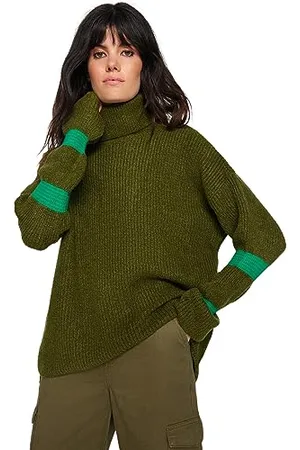 Trendyol Damen Oversize Basic Turtleneck Knitwear Sweater Pullover, , S