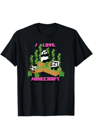 Minecraft Panda Love Poster T-Shirt - - Kinder - Unisex - Kurzarm - T-Shirt - - S