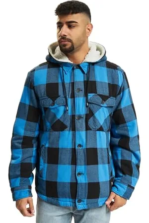 Brandit Lumber Jacket Hooded, Farbe: black+blue, Größe: XXL