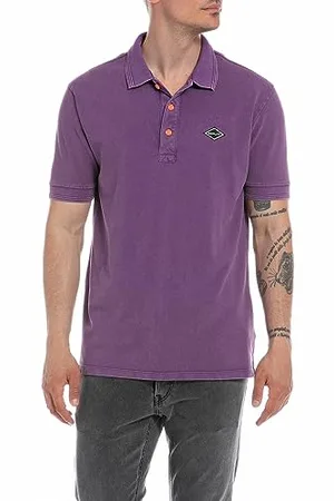 Replay Herren Poloshirt Kurzarm aus Baumwolle, (Violett), S