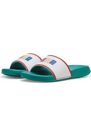 PUMA Popcat 20 Ready, Set, Better JR Slide Sandal, Sparkling Green White-Active RED, 39 EU
