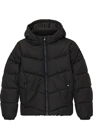 TOM TAILOR Jungen 1038540 Puffer Winterjacke mit Abnehmbarer Kapuze, 29999-Black, 128