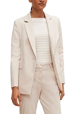 Comma, Taillierter Blazer aus Baumwollmix beige 36