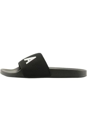Armani Exchange Herren Mykonos, Kint Band, Big Logo Slide Sandal, Black+ op.White, 46 EU
