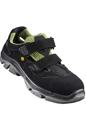 Stabilus Tim AIR ESD S1P Sicherheitssandale mit Lederfutter, gepolstertem Schaft, Unisex, antistatisch, ESD-Protect (Schwarz-Grün, EU Schuhgrößensystem, Erwachsene, Herren, Numerisch, M, 47)