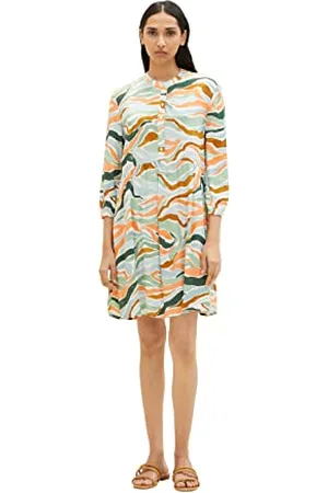 TOM TAILOR Damen 1035862 Kleid mit Muster & Knopfleiste, , 36