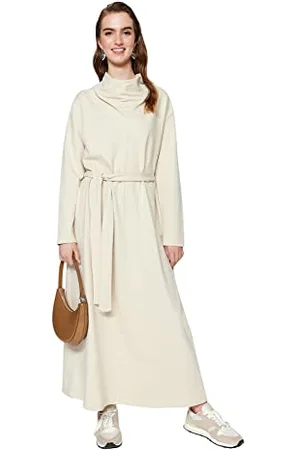 Trendyol Damen Mini Wrapover Regular Dress Kleid-Braun-Basic, , l