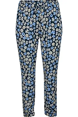 Kaffe Damen KCtiri Ami Pants Freizeithosen, Midnight/Blue Flower Print, 48 EU