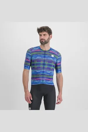 Sportful Herren Glitch Bomber Jersey T-Shirt, Mehrfarbig, Blau, M