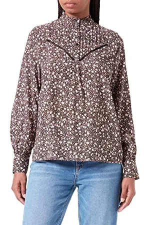 Garcia Damen Shirt Long Sleeve Bluse, Black, XL