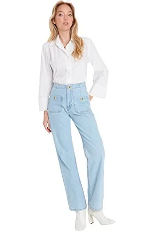 Trendyol Damen Herren Hoher Bund Weites Bein der 90er Jeans, , 38 EU