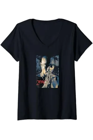 Tupac Shakur Tupac Grunge Beten T-Shirt mit V-Ausschnitt
