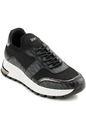 DKNY Damen Maida-Lace up Sneaker, Black/Dark Gunmetal, 38 EU