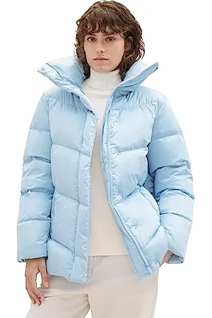 TOM TAILOR Damen 1037572 Recycled Down Puffer-Jacke mit Stehkragen, 33749-light Cloudy Blue, L