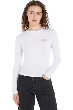 Tommy Hilfiger Damen Langarmshirt Slim Fit Essential ohne Kapuze, (White), XL
