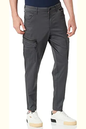JACK & JONES Herren Cargo Chino Hose JPSTACE JJDEX Stretch Pants Gerader Schnitt Arbeitshosen Look, Grau,28W / 30L