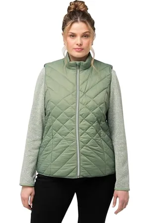 Ulla Popken Damen HYPRAR Steppweste, wasserabweisend, Stehkragen, recycelt Westen, , 42-44