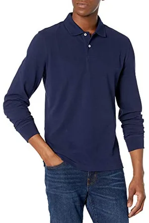 Amazon Herren Piqué-Poloshirt mit Langen Ärmeln in schmaler Passform, , L