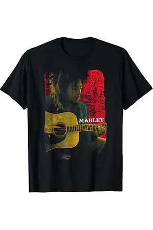 Bob Marley Official Coloured Guitar Pose T-Shirt