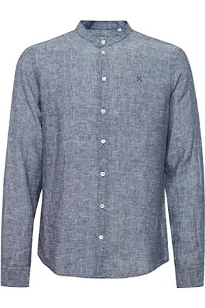 Casual Friday CFAnton Herren Leinenhemd Freizeithemd Hemd Stehkragen Brusttaschen Regular Fit Hochwertiges 100% Leinen, Größe:XL, Farbe: