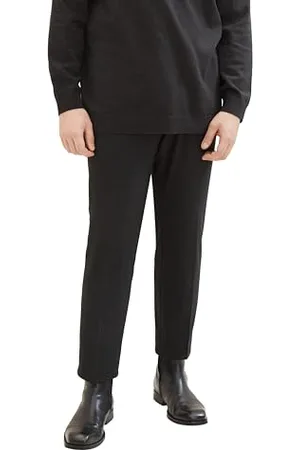 TOM TAILOR Herren Plussize Regular Fit Chino Hose mit Bügelfalte, Black Grey Melange, 40/32