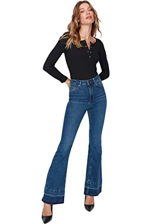 Trendyol Damen Herren Hoher Bund Flared Jeans, , 36 EU