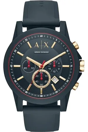 Armani Exchange Uhr für Männer , Chronographenwerk, 47mm blaues Silikongehäuse mit Silikonarmband, AX1335