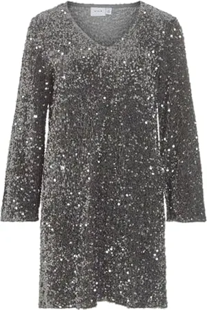 VILA Vifaith V-Neck L/S Sequin Dress/Vol