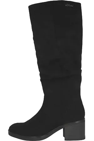 QS by s.Oliver Damen Hohe Stiefel mit Absatz Blockabsatz mit Reißverschluss (Black), 38