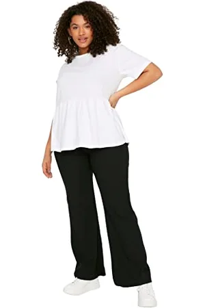 Trendyol Damen Damenhose, Normale Taille, ausgestelltes Bein, Übergröße Hose, , 5XL Größen