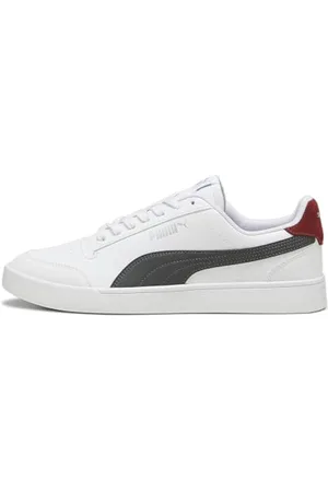PUMA Unisex Shuffle Sneaker, White Shadow Grey Intense Red, 40.5 EU