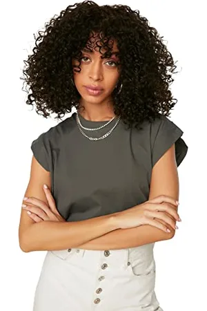 Trendyol Damen T-shirt mit Sleeveless Basic T-Shirt Westlich, , M