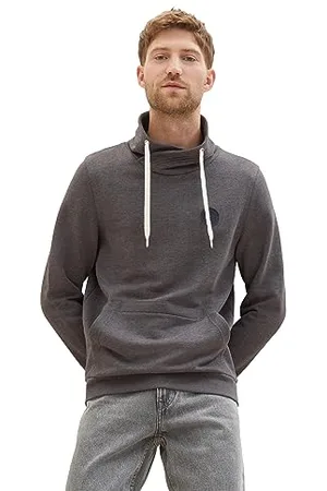 TOM TAILOR Herren 1037753 Snood Sweatshirt mit Logo-Badge, 11086-Dark Grey Melange, M