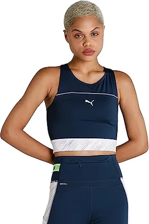 PUMA Damen Run High Shine Crop Tank Top, weiß, XL