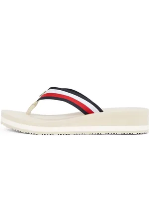 Tommy Hilfiger Damen Flip Flops Wedges Sandalen, Elfenbein (Muslin), 39