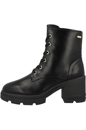 QS by s.Oliver Damen Stiefeletten mit Absatz aus Kunstleder Blockabsatz (Black), 40