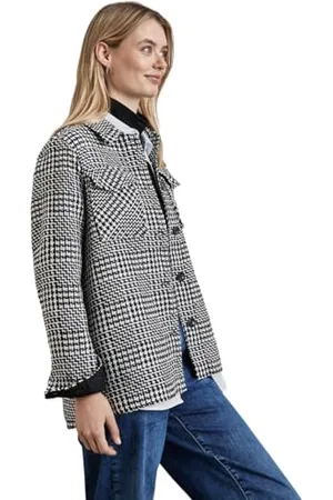 Street one Damen A212326 Karierte Bouclé Jacke, Black, 34