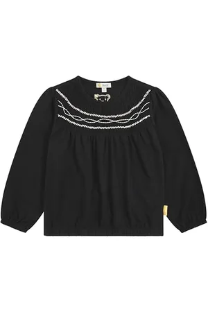 Steiff Bluse Langarm EU Größe 122 Navy, Mädchen Bluse, Kinderbluse langärmelig, Hemden für Kleinkinder, schick und bequem für feierliche Anlässe, waschmaschinenfest
