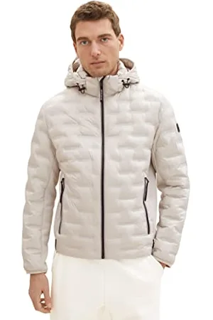 TOM TAILOR Herren 1038666 Hybrid Steppjacke mit Kapuze, 10479-Beige Grey, XXL